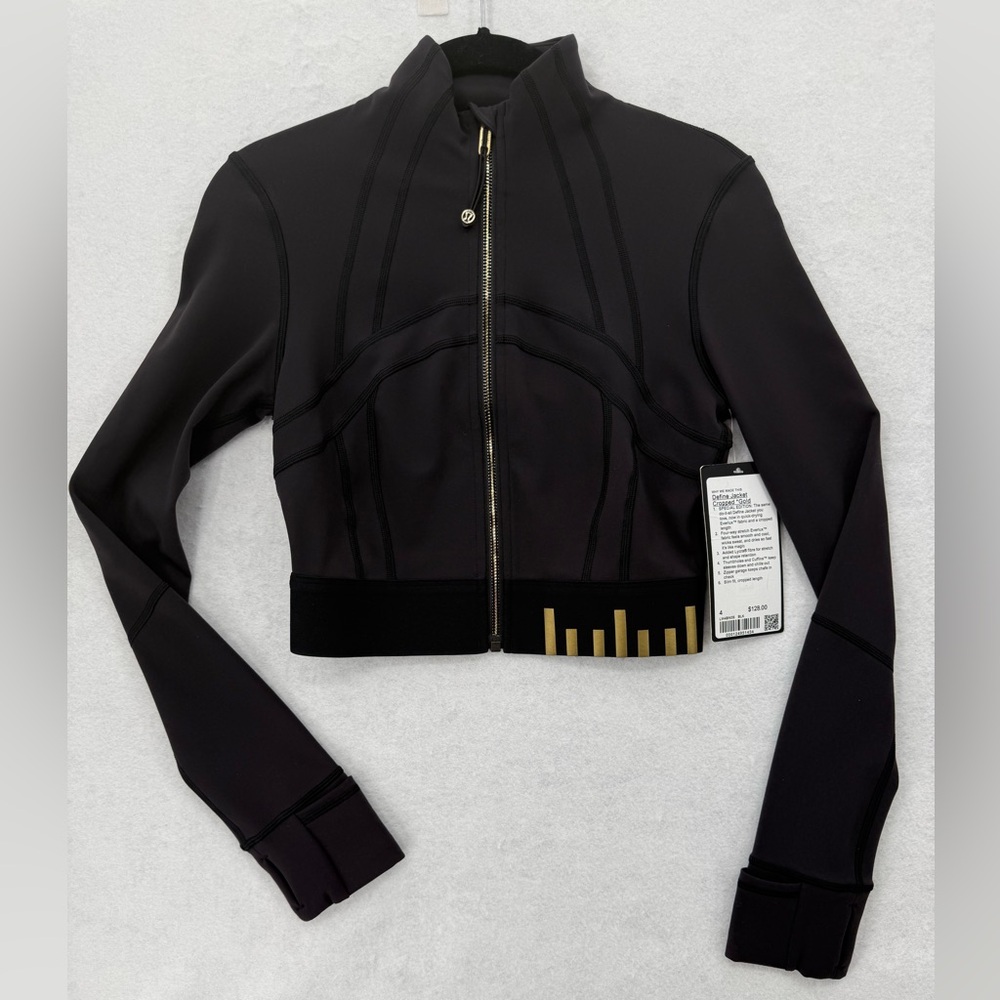 NWT RARE SPECIAL EDITION Lululemon Define Jacket Cropped Gold Black 4 W4BN0S‎